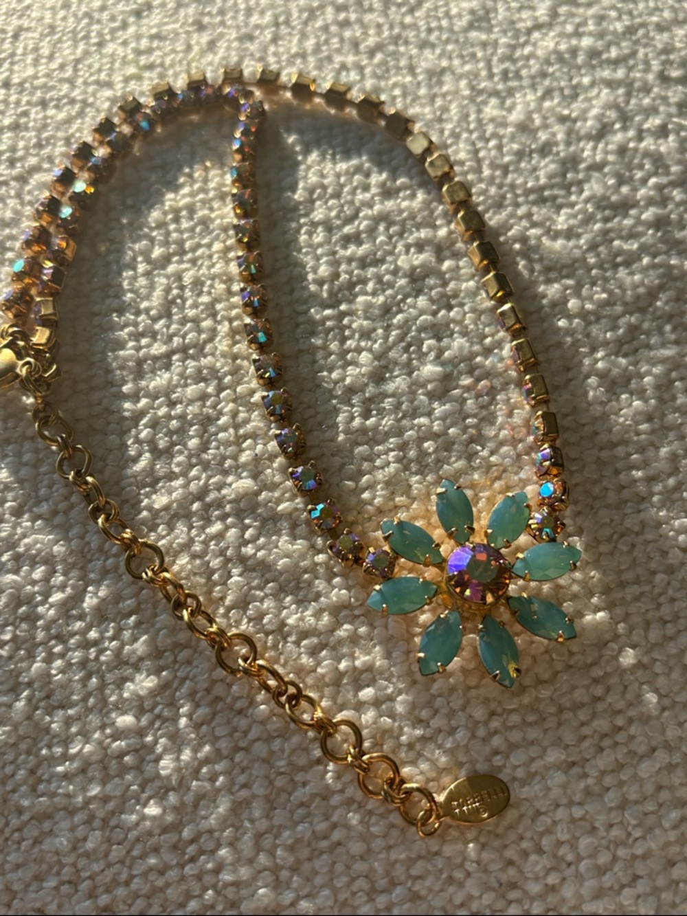 Sorrelli Gold-Tone Aqua Flower Pendant Necklace - Women Jewelry - Picture 3 of 5